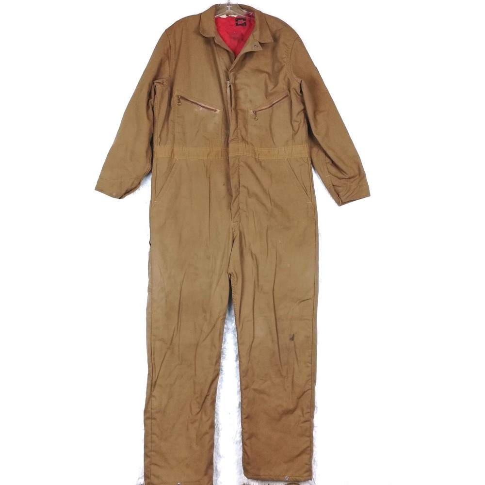 Vtg Big‎ Ben Mens Coveralls Insulated Duck Canvas Camel Brown Workwear L